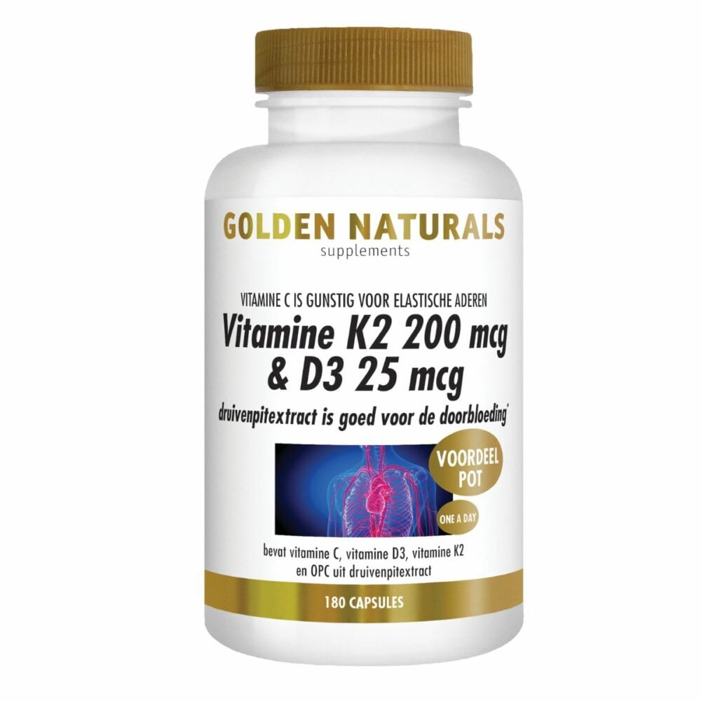 Golden Naturals K2-vitamiini 200mg & D3 25mcg