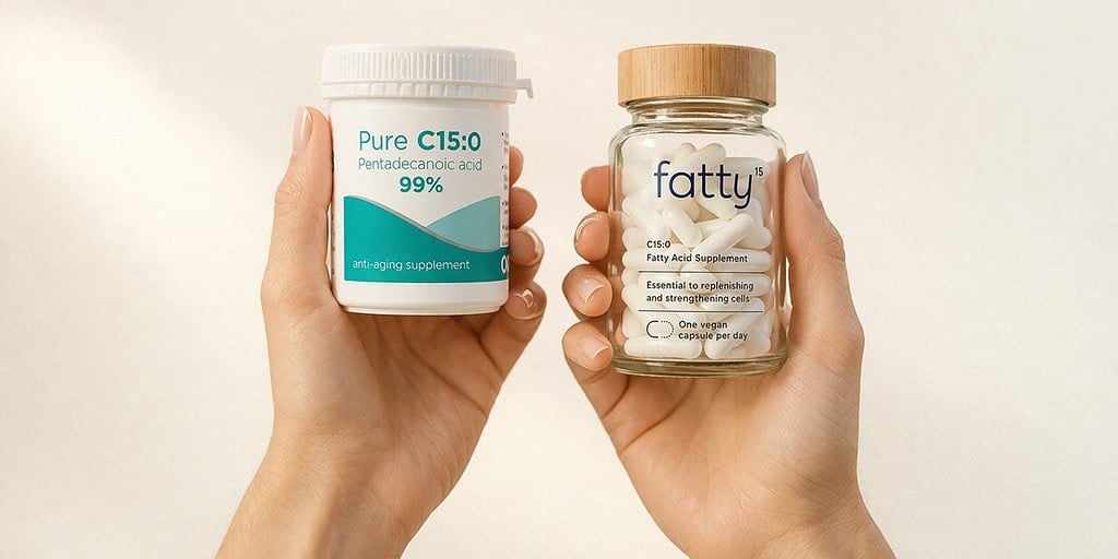 Vergelijking van Hansen C15:0 en Fatty15 supplementen voor vetzuuronderzoek.