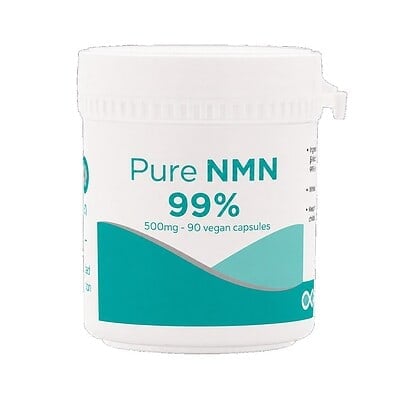 Potje met Pure NMN 99% supplement, vegan capsules voor energiebalans.