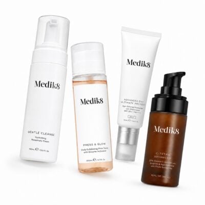 Medik8 Glow & Protect routine met Gentle Cleanse, C-Tetra Advanced, Press & Glow en Advanced Day Ultimate Protect SPF50+