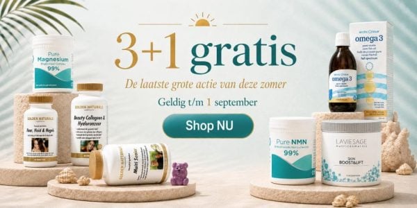 Actie 3+1 gratis op supplementen van Hansen, Laviesage, Arctic Blue en Golden Naturals
